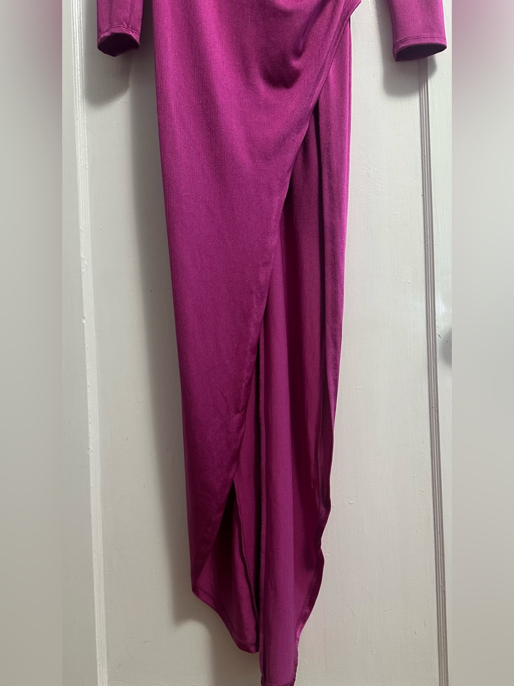 Bronx and Banco Magenta Wrap Maxi Dress with High Slit - Picture 6 of 16